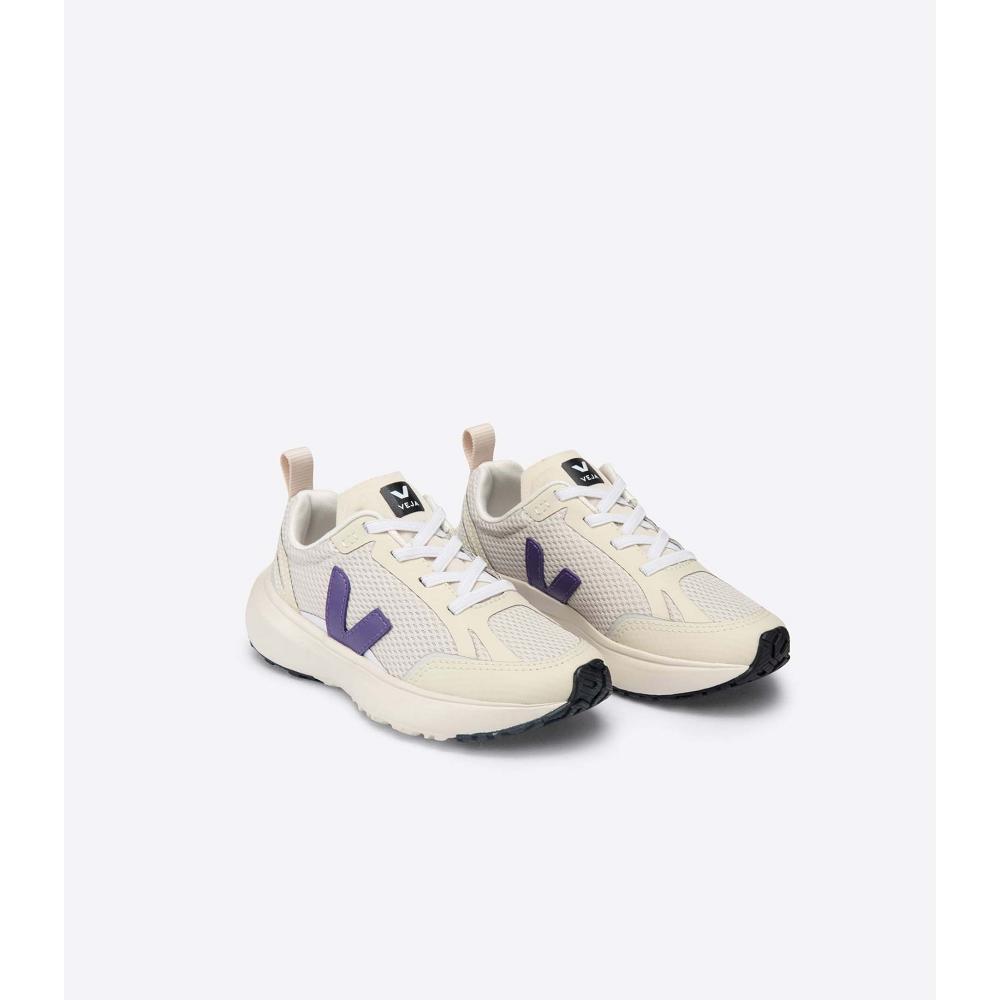 Veja CANARY ELASTIC LACE Kids' Running Shoes Beige/Purple | CA 709YXF